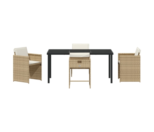 Set de Comedor de Jardín  de 5 Piezas con Cojines - Poliratán Beige