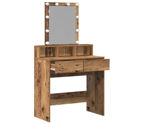 Mesa de Maquillaje con Espejo y Luces LED Madera Vieja Madera Ingenierizada