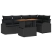 Conjunto de Comedor Jardín de 6 Piezas con Cojines Ratán Negro Acacia