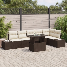 Conjunto de sofá de jardín  Set de 7 Marrón Ratán