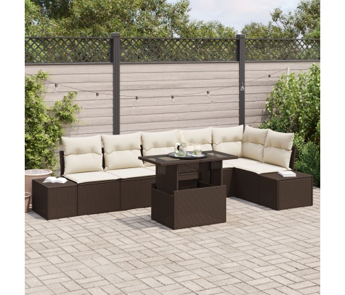 Conjunto de sofá de jardín  Set de 7 Marrón Ratán