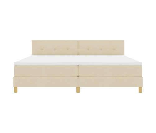 Cama con Resortes con Colchón Crema 200x200 cm Tela
