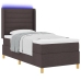 Cama Box Spring  con Colchón y LED Marrón Oscuro 90x200 cm Tela