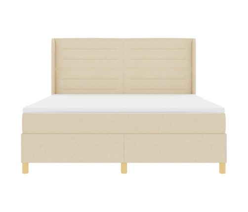 Cama Box Spring Crema con Colchón, 180x200 cm de Tela