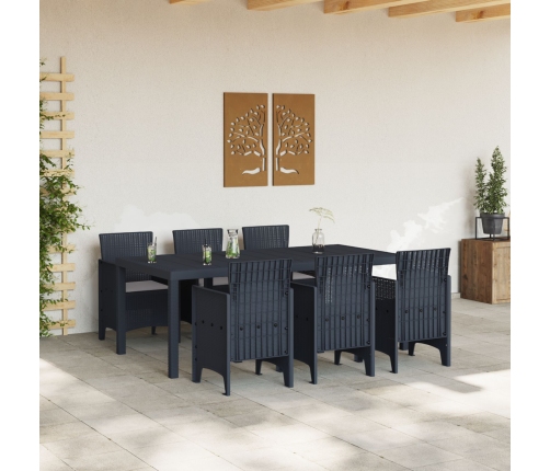 Juego de Comedor de Jardín de 7 Piezas con Cojines Anthracite Poliratán