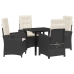Set de comedor de jardín de 5 piezas con cojines Ratán negro