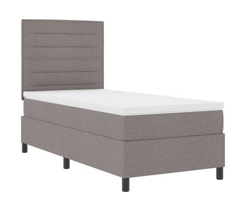 Cama con somier con colchón y LED taupe 100x200 cm tela