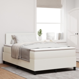 Cama con Box Spring  con Colchón Crema 120x200 cm Tela de Pana