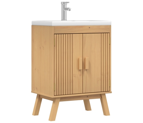 Gabinete base para fregadero  114x43x73,5 cm Madera maciza de pino