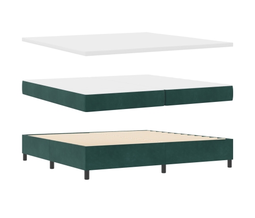 Cama Box Spring con Colchón Verde Oscuro 200x200 cm Terciopelo