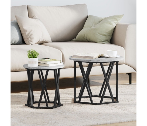 Mesas laterales apilables  2 pcs Gris Sonoma Madera Ingenierizada