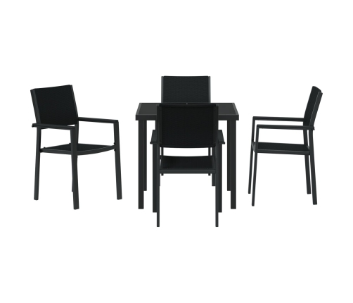 Set de comedor de jardín  de 5 piezas Negro Polyrattan