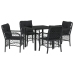 Set de Comedor de Jardín de 5 Piezas con Cojines de Poliratán Negro