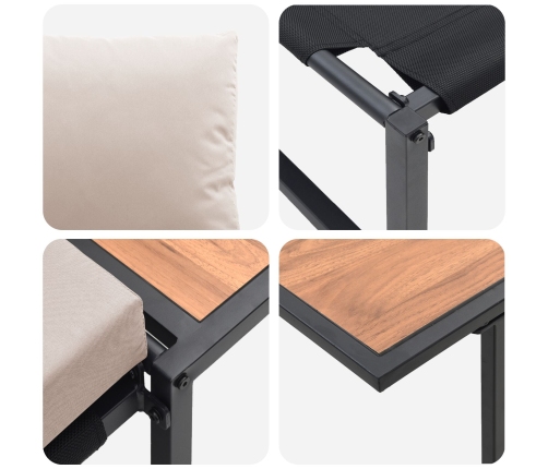 Conjunto de Comedor Jardín de 2 Piezas Silla Individual con Cojines Taupe