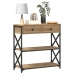 Mesa Consola  de Roble Artesanal 75x28x75 cm Madera Ingenierizada y Acero