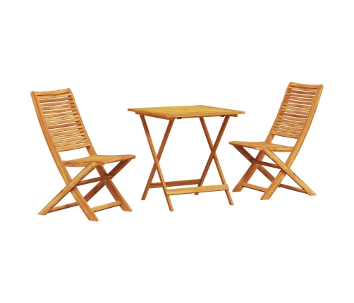 Conjunto de Bistro Plegable de 3 Piezas de Madera Sólida de Acacia de