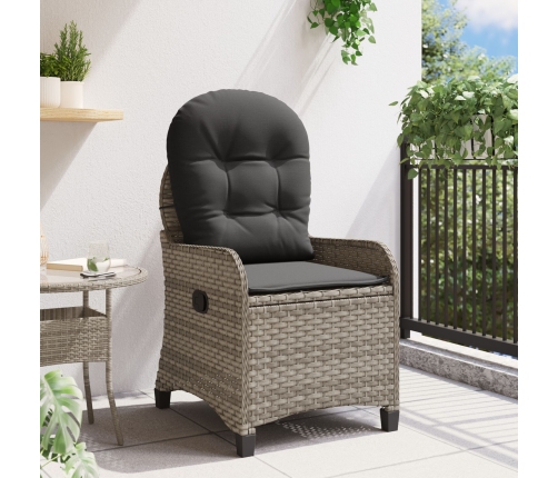 Sillón Reclinable  con Cojín Gris de Ratán Poliéster