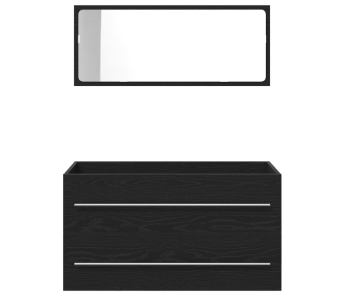 Mueble de lavabo con espejo de roble negro 90x45x1,5 cm de madera elaborada