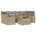 Conjunto de Comedor de Jardín de 7 Piezas con Cojines Beige Poliratán Acacia