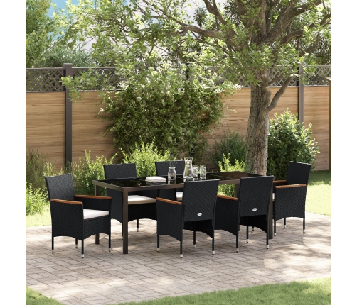 Juego de Comedor de Jardín de 7 Piezas Negro Poliratán