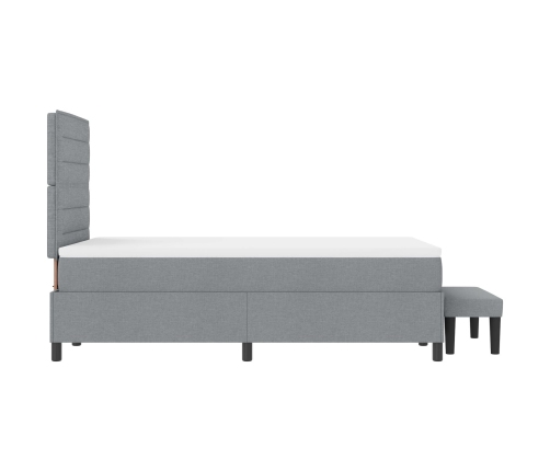 Cama con Canon  con Colchón y Banco Gris Claro 120x200 cm Tela