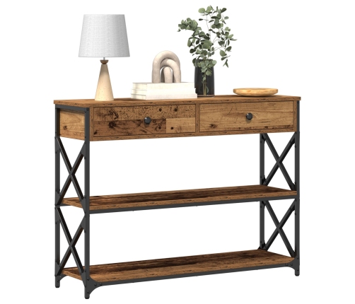 Mesa Consola  de Madera Vieja 100x28x75 cm de Madera Ingenierizada y Acero