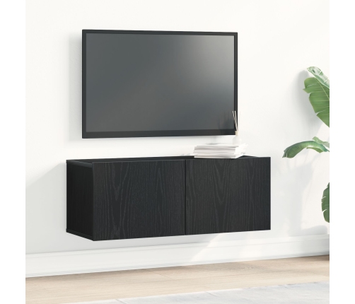 Armarios de Pared para TV  (Juego de 2) - Roble Negro, 80x30x30 cm, Hecho de Madera Elaborada