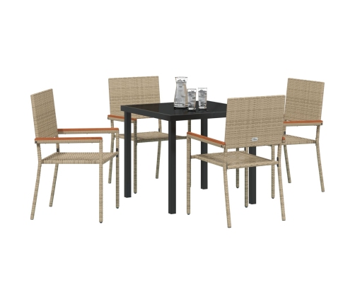 Conjunto de Comedor de Jardín  5 Piezas Beige Poliratán