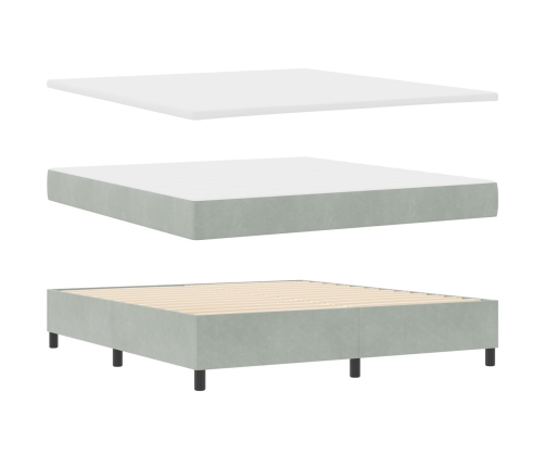 Cama Box Spring  con colchón Gris Claro Super King Terciopelo