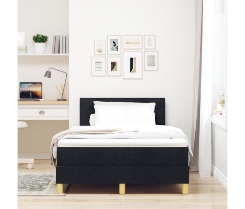 Cama con Base con Colchón y LED Negra 120x200 cm Tela