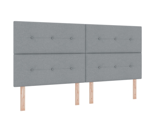 Cama Box Spring con Colchón  Gris Claro 200x200 cm Tela