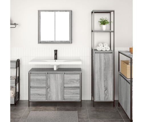 Conjunto de mueble de baño de 2 piezas  Gris Sonoma de madera elaborada