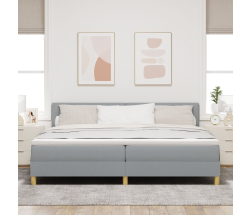 Cama con Box Spring  con Colchón Gris Claro 200x200 cm Tela