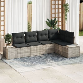 Conjunto de Sofá de Jardín  Juego de 5 Gris Claro Ratán