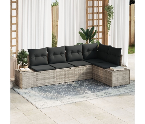 Conjunto de Sofá de Jardín  Juego de 5 Gris Claro Ratán