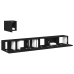 Conjunto de Mueble de TV de 4 Piezas  en Roble Negro de Madera Ingenerada