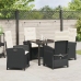 Set de comedor de jardín de 5 piezas con cojines Ratán negro