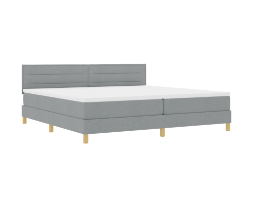 Cama con Base  con Colchón y Luz LED Gris Claro 200x200 cm Tela