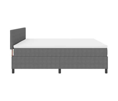 Cama Base con Muelles  con Colchón & LED Gris Claro 200x200 cm Tela de Corduroy