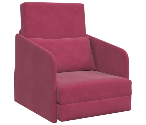 Sofá Cama de Piso  2-en-1 Burdeos 65x80x83 cm de Terciopelo