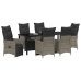 Set de Comedor de Jardín de 7 Piezas con Cojines Gris Poliratán