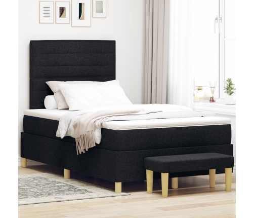 Cama Box Spring  con Colchón y Banco Negro 120x200 cm Tela