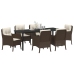 Set de Comedor de Jardín  de 7 Piezas con Cojines Marrón Ratán Poli