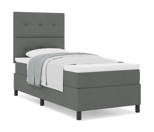 Cama de Base de Resorte  con Colchón Gris Oscuro 100x200 cm Tela
