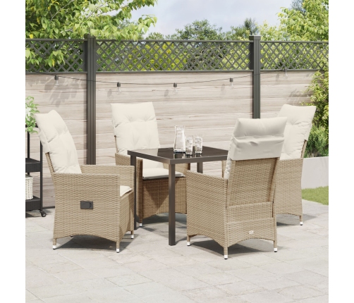 Set de comedor de jardín de 5 piezas  con cojines Beige Rattán poliéster