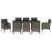 Conjunto de Comedor Jardín  de 9 Piezas con Cojines Gris Ratán Poliéster