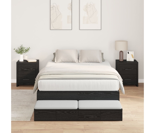 Estructura de Cama de Almacenamiento  Roble negro Madera Sólida