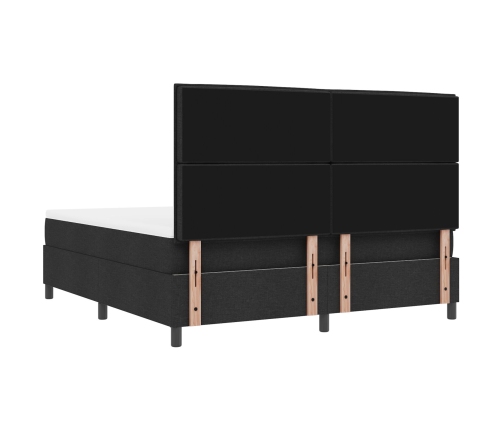 Cama con Base de Muelles con Colchón y Banco Negro 180x200 cm Tela
