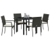 Juego de Comedor de Jardín  de 5 Piezas con Cojines Negro Poliratán