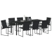 Juego de Comedor de Jardín de 9 Piezas Negro Textilene y Acero
